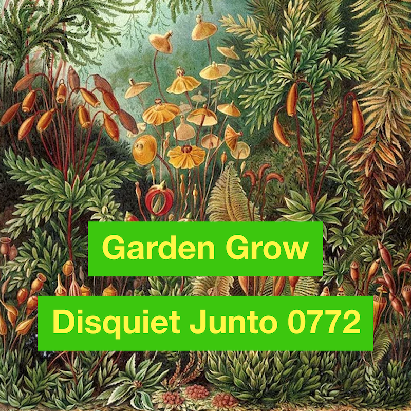 A painting of a wild growth of plants plus the name and number of the project