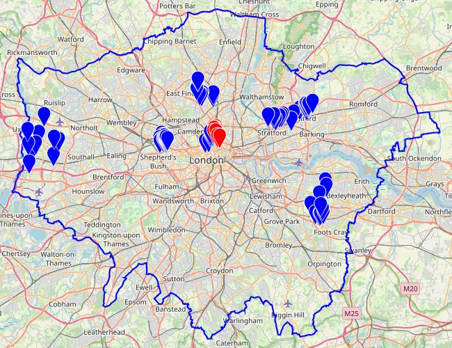 A map of mewses walked to so far