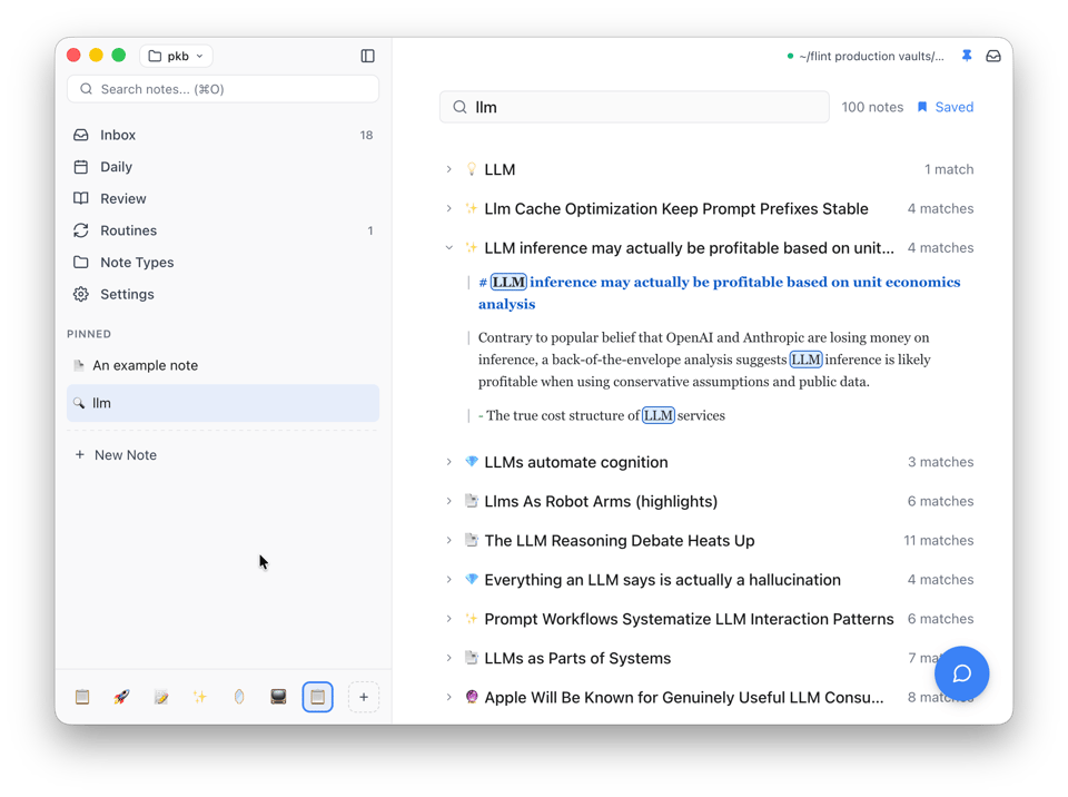 Screenshot of search
