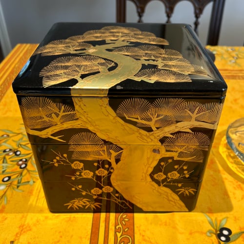 A jubakko, or 3 tiered lacquer box with