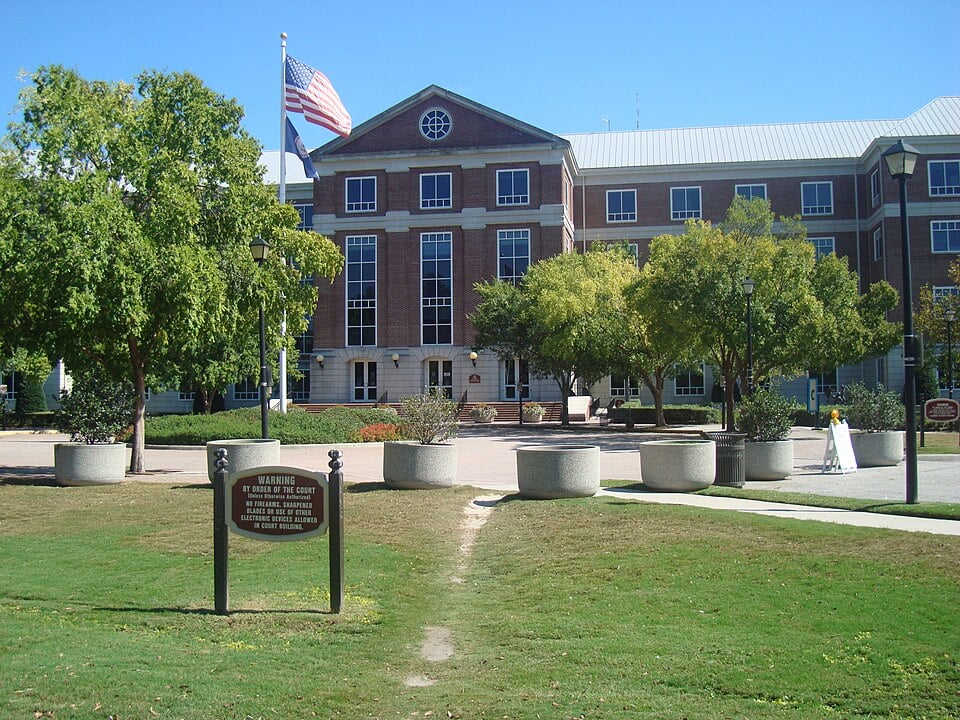 Building 10, a courthouse, at the Virginia Beach Municipal Center, in Virginia Beach, Virginia