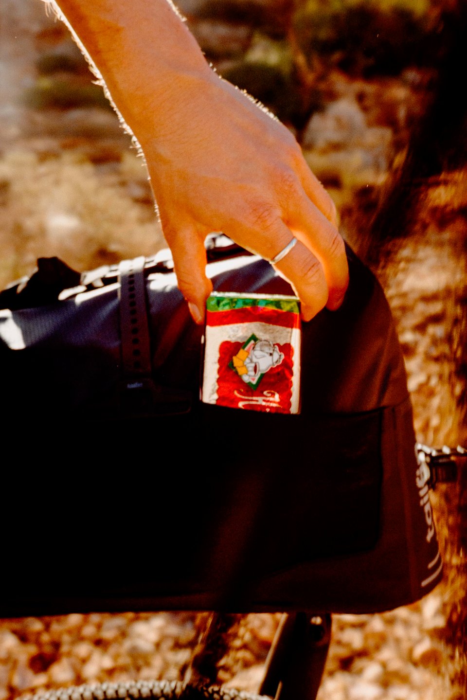 A person taking a cookie out a bag