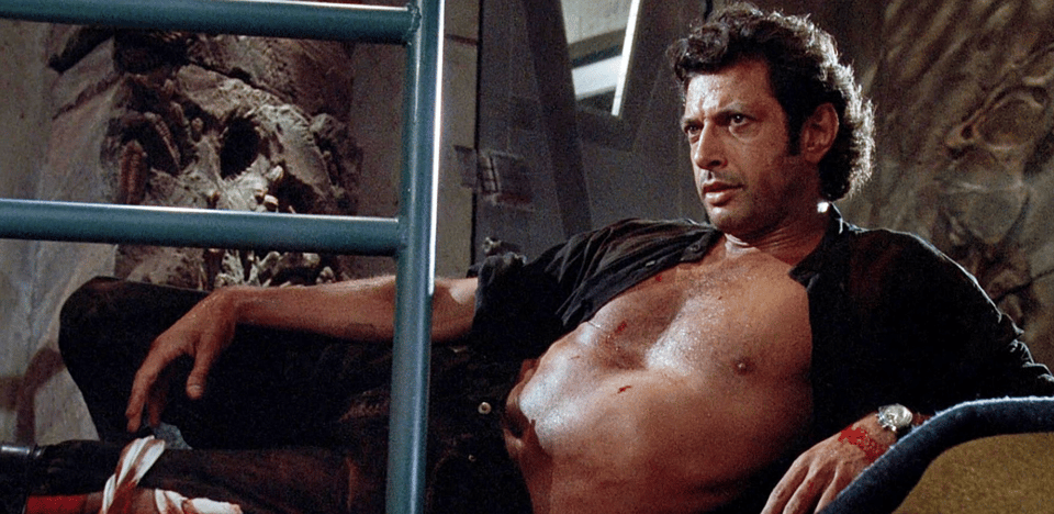 Jeff Goldblum tits out as Ian Malcolm.