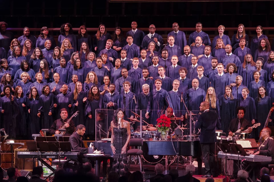 Natalie Cole and music producer Nolan Williams Jr. with the Let Freedom Ring choir at the Kennedy Center in January 2015.