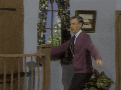GIF of Mr. Rogers opening his door