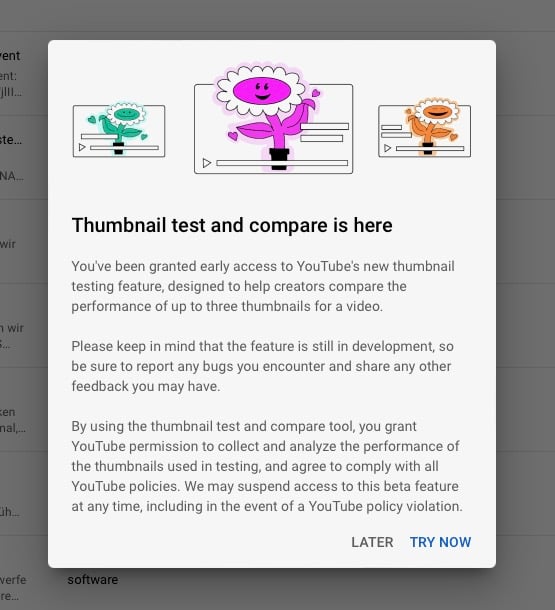 Die Nachricht, dass ich Zugriff auf den Beta-Test habe