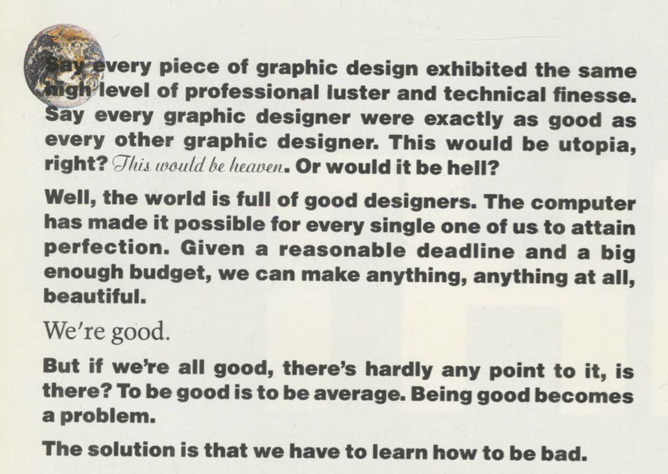 Tibor Kalman's manifesto about bad graphic design