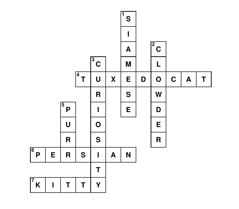 Cat Crossword 01 SOLUTION