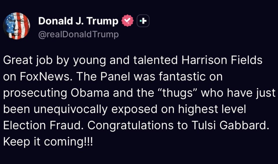 Trump rants about Obama’s supposed crimes.