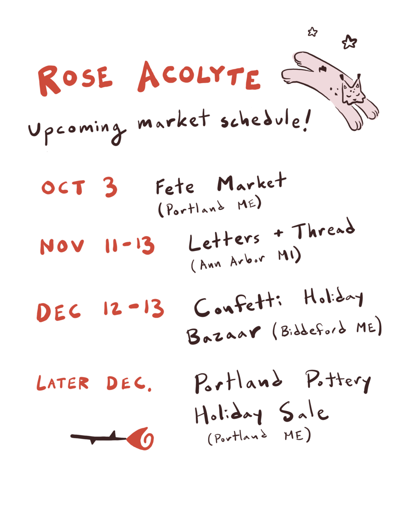 MARKET and ONLINE SHOP OPENING SCHEDULE for the rest of 2026!