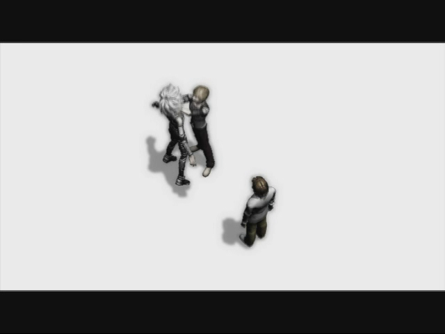 Three men in a white space