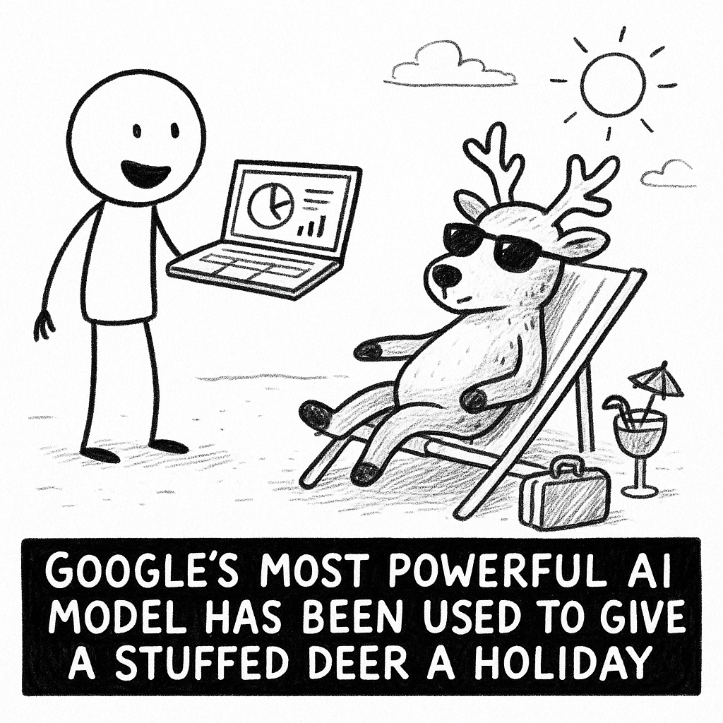 GOOGLE'S MOST POWERFUL AI MODEL HAS BEEN USED TO GIVE A STUFFED DEER A HOLIDAY