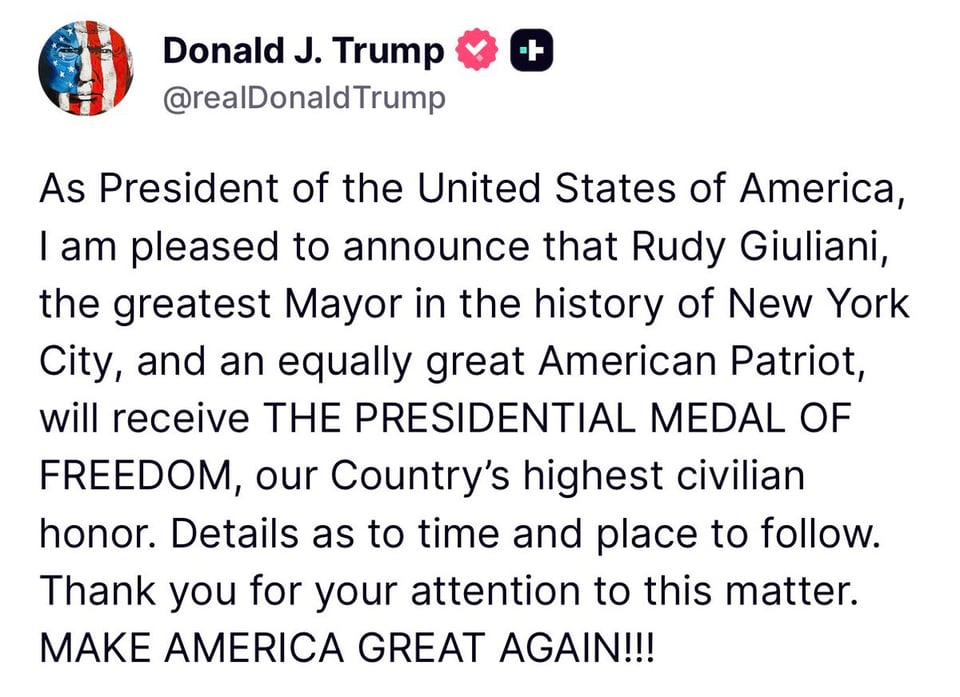 Guiliani is about to be honored. Oh my.