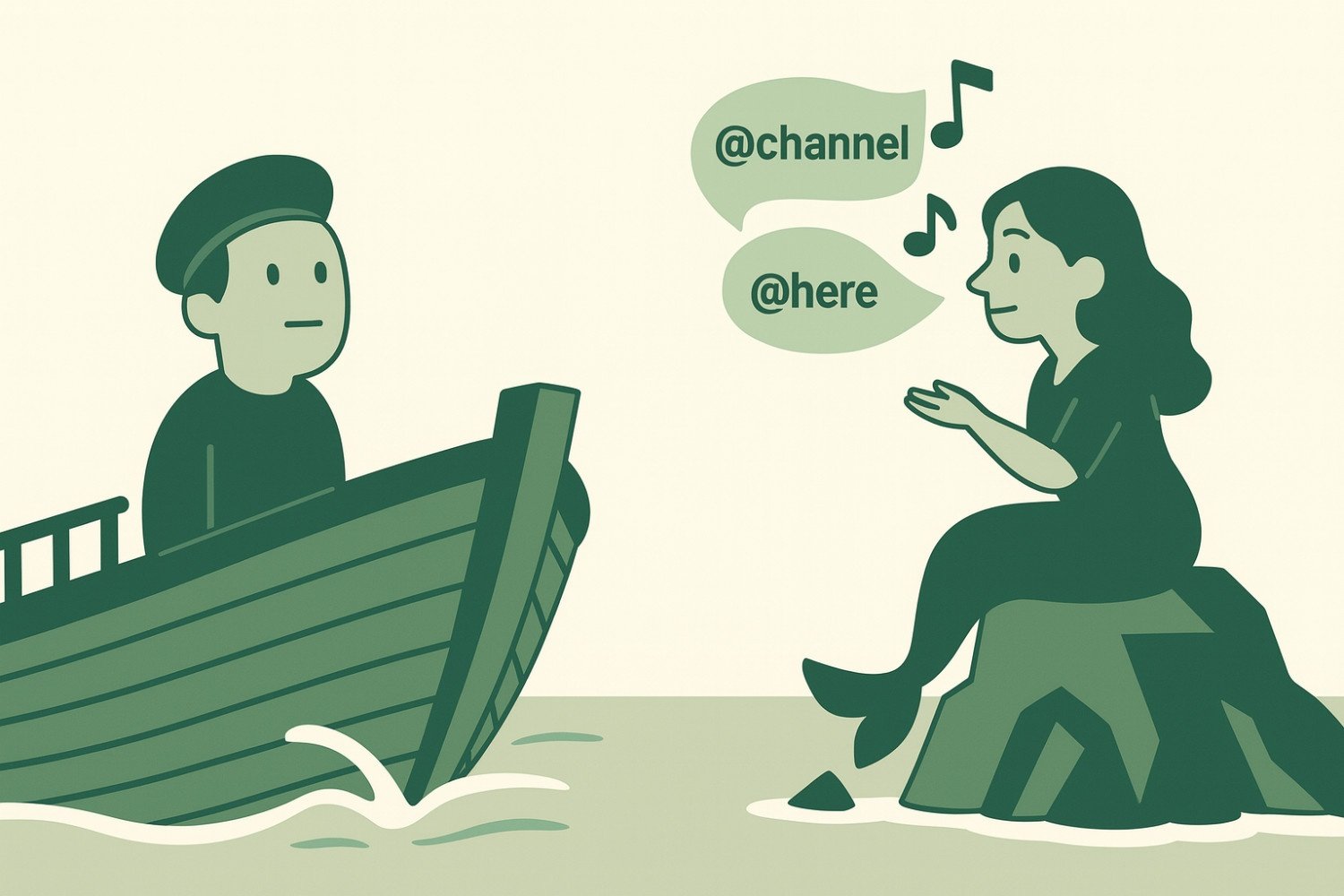 A siren spams general notices lulling a worker to crash on the rocks through inaction