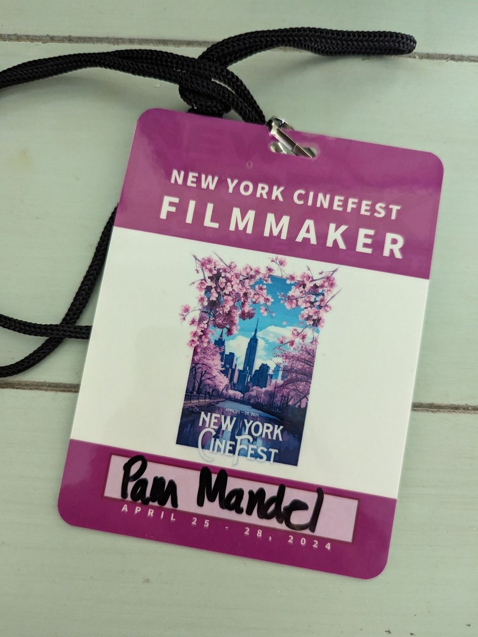 NY Cinefest badge with my name on it