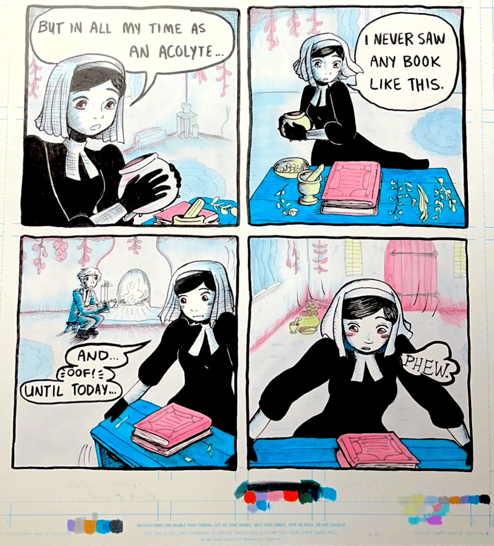 the same comic page in color
