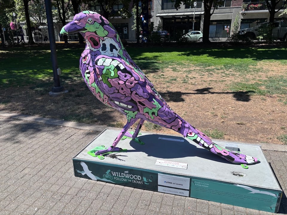 crow sculpture in Jamison square