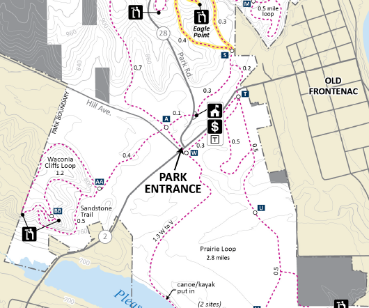 The two new trails — the Sandstone Trail and the Waconia Cliffs Loop — are in the lower left-hand corner of this map.