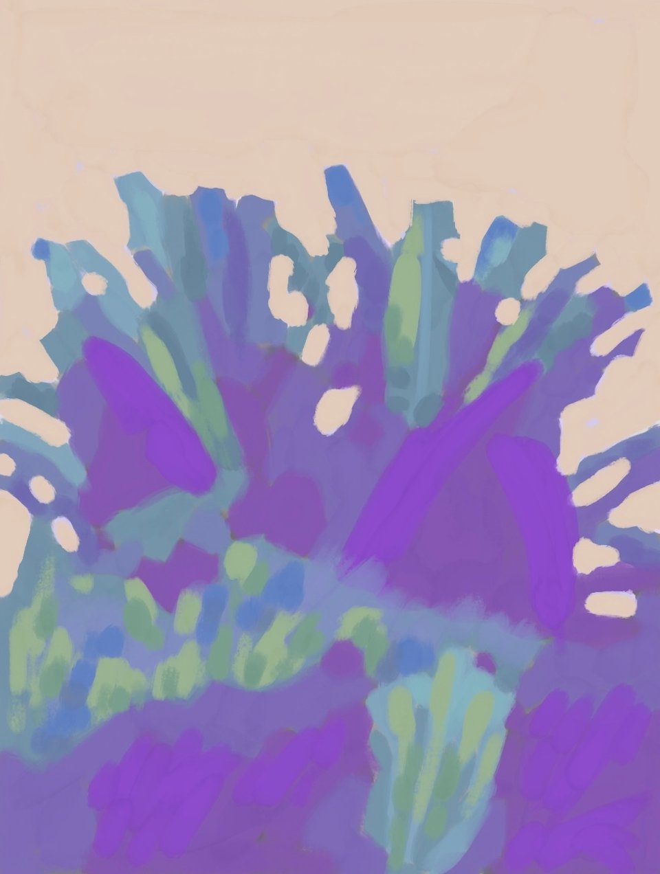 A messy color study of a batch of banana trees