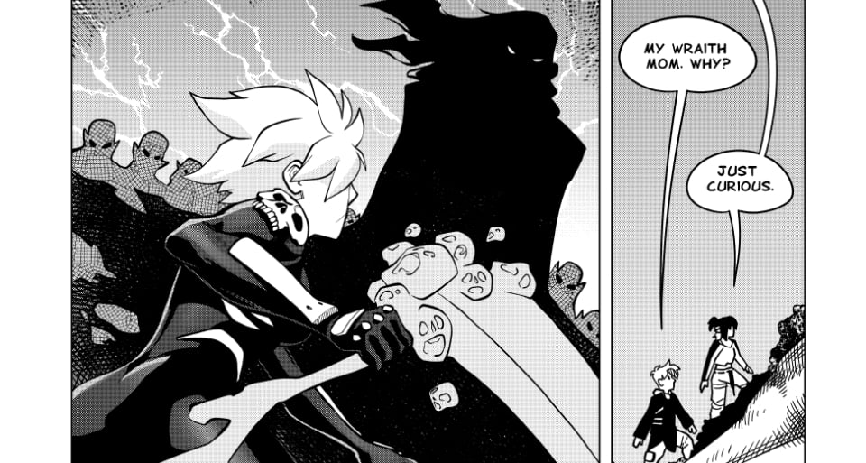 A flashback to Nix's mom facing down her father, while Nix and Kay climb up the mountain.