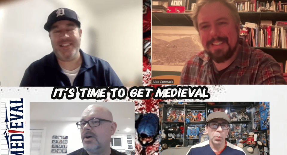 Neil, Alex, Chad and Brian talking on Collector's Confessions — it's time to get Medieval!