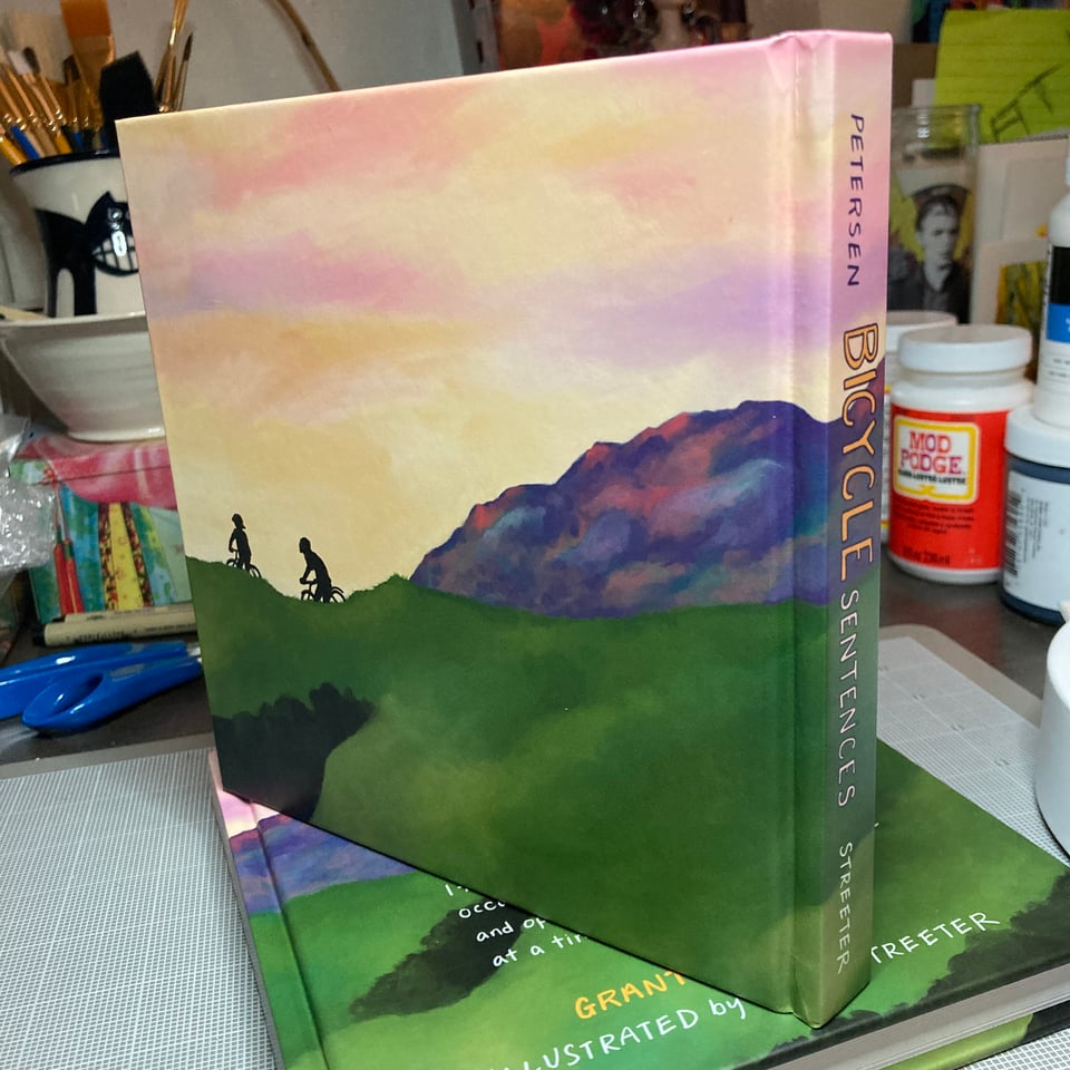 Photo showing the back cover of the Bicycle Sentences book