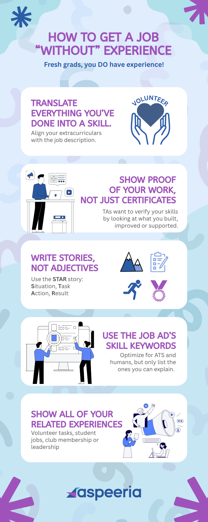 An infographic of how to get a job without experience