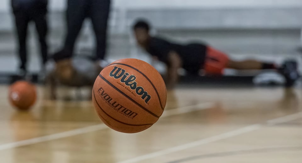 a basketball on a court