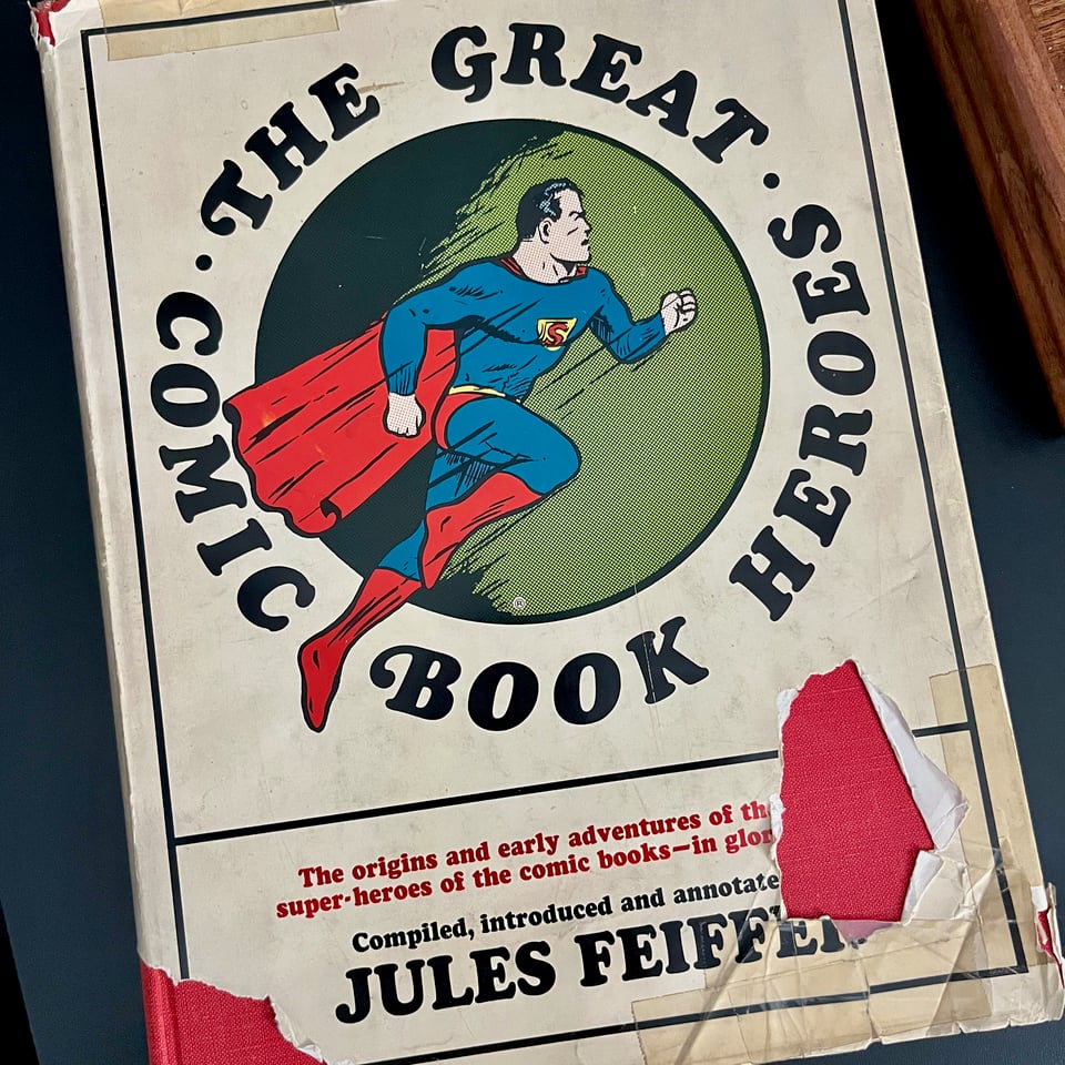 cover of the book The Great Comic Book Heroes, by Jules Feiffer