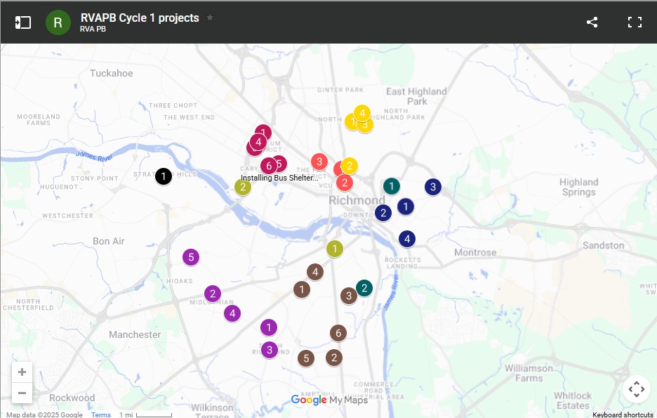 Map showing RVAPB projects across Richmond.