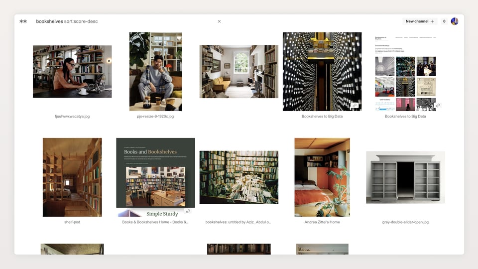 A screengrab of are.na search results