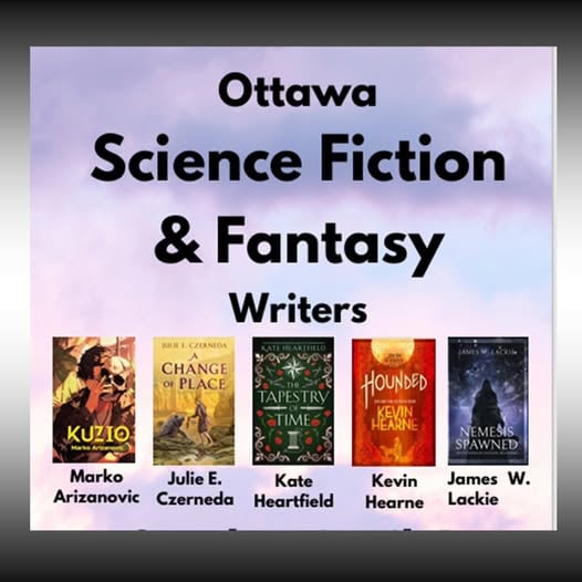 Ottawa Science Fiction and Fantasy Writers. Marko Arizonavic, Julie E. Czerneda, Kate Heartfield, Kevin Hearne, James W. Lackie.