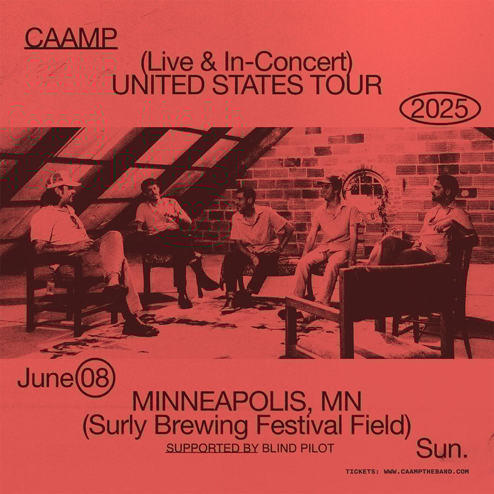 concert graphic for Caamp at Surly Brewing on June 8 2025