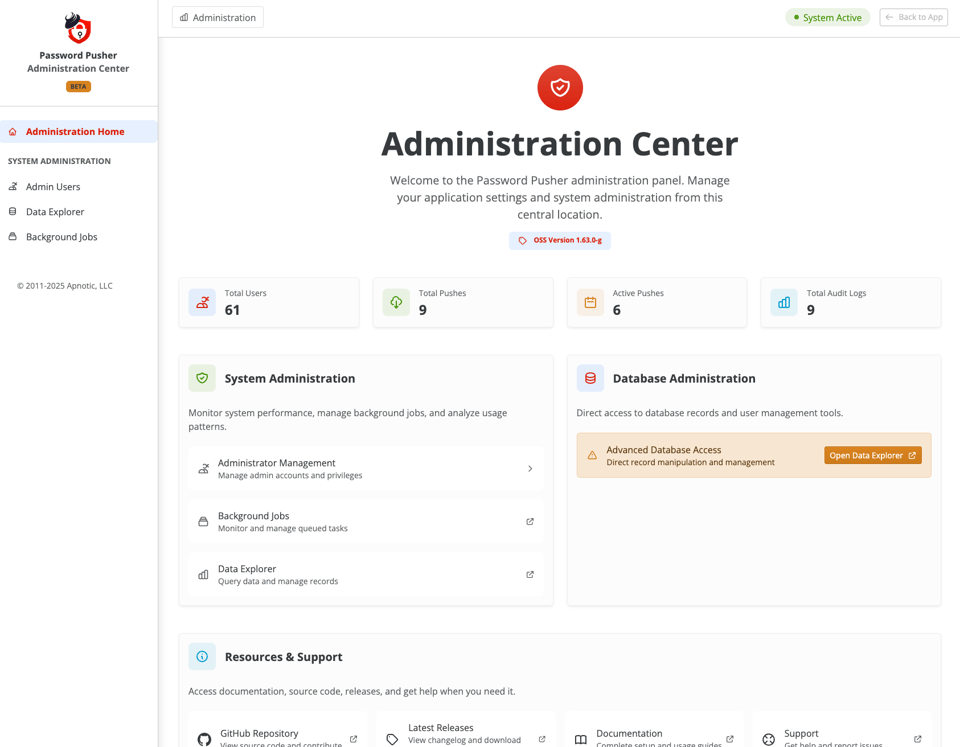 New Administration Center in open source edition