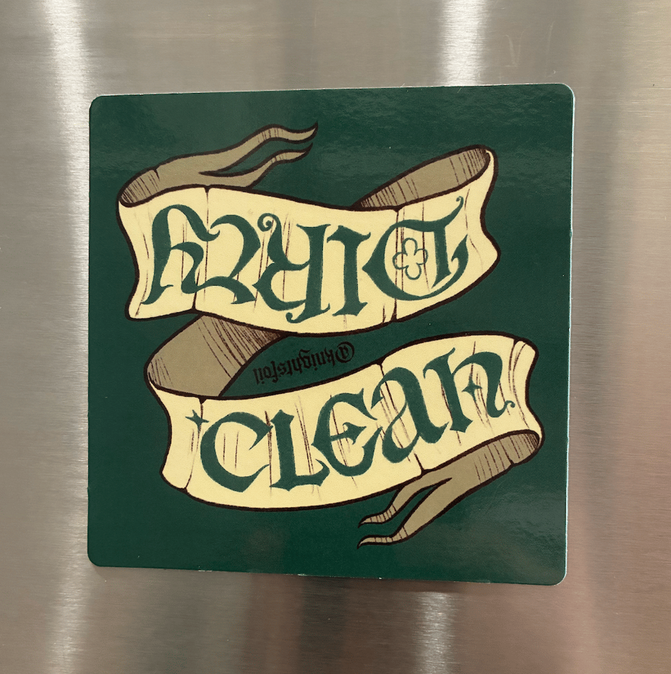 Photo of the magnet, this time taken while it is on a metal surface: my dishwasher.