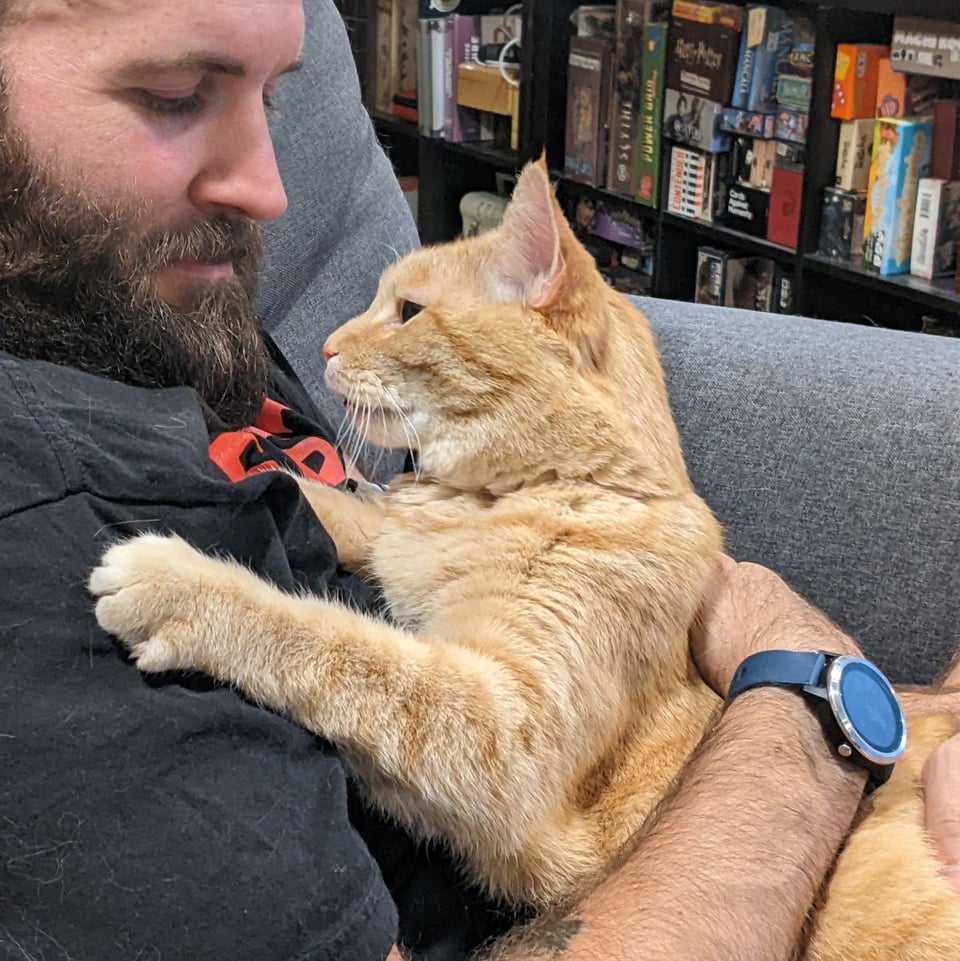 Me holding Molly, her very close to my face