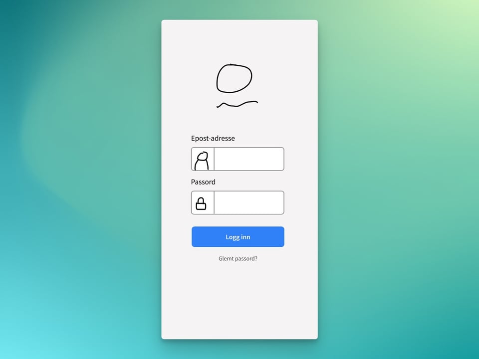 Et mobil-grensesnitt som viser innlogging forenklet info i form av blyantstreker