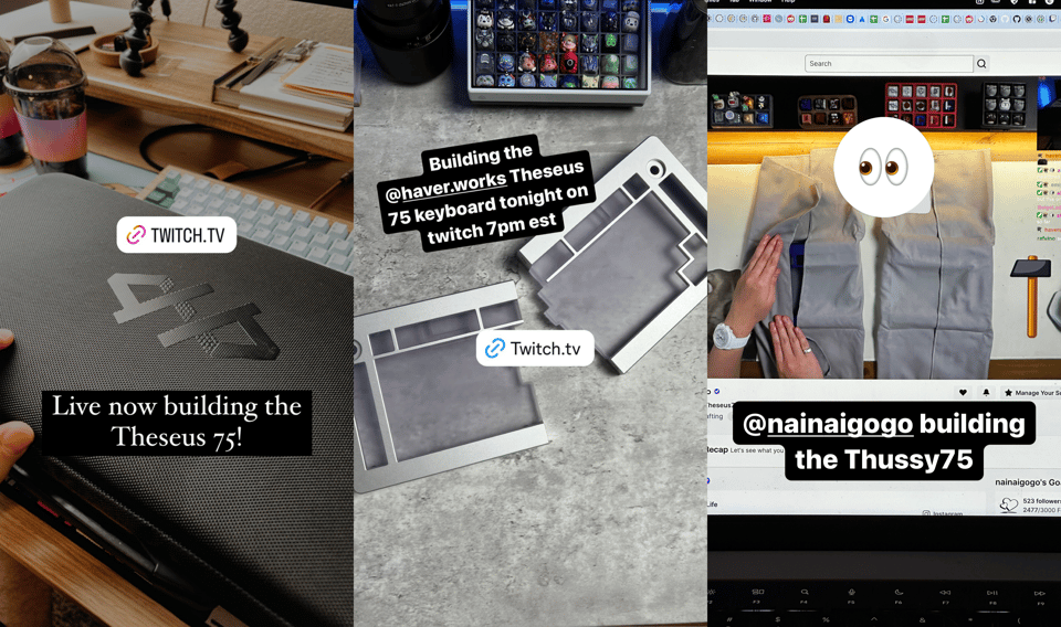 Screenshots of Captain Sterling's, dutchmasterw's, and nainaigogo's content.