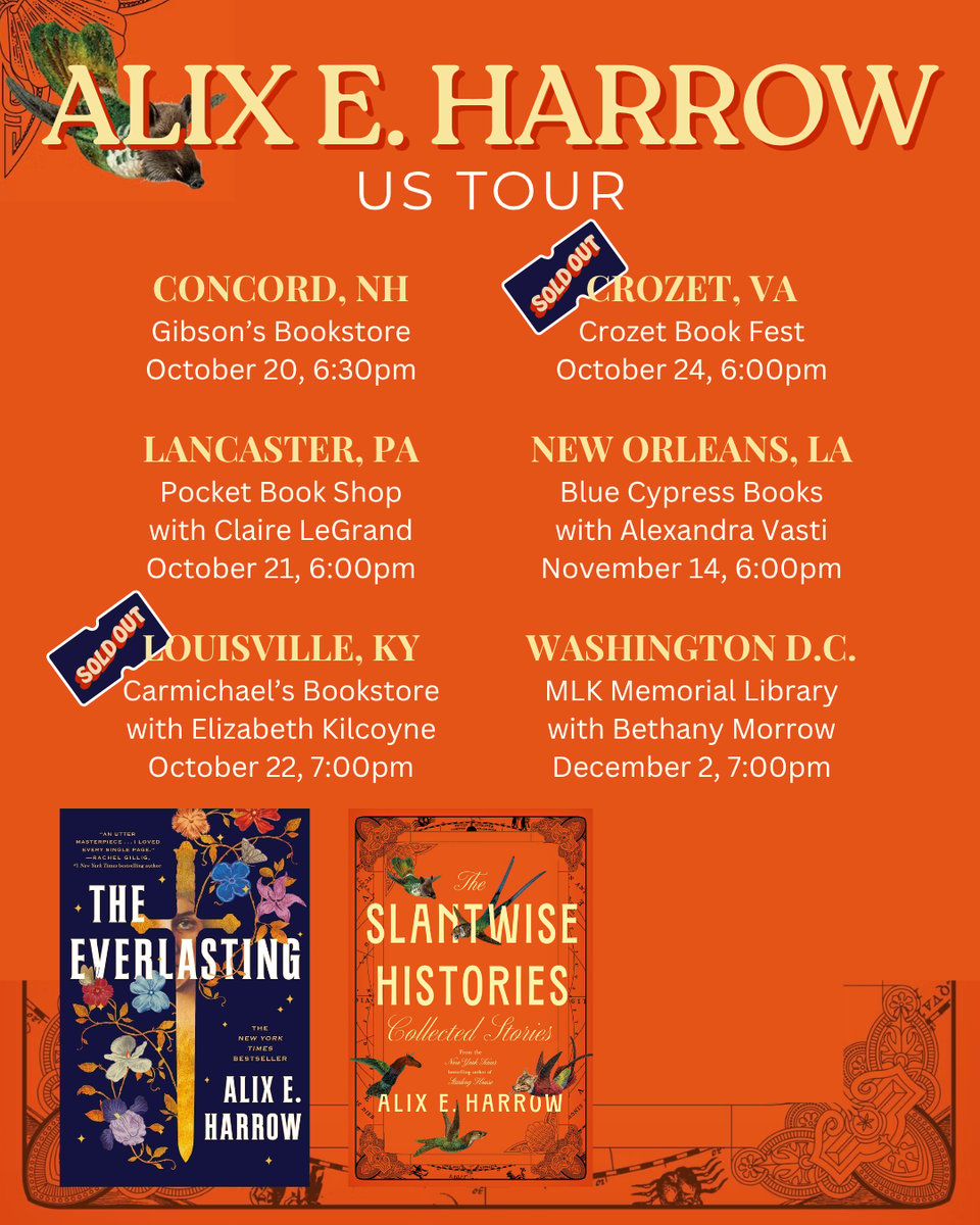 list of all the stops, indicating that louisville and crozet are sold out. the details for the locations and times are listed in text form at the us tour link.