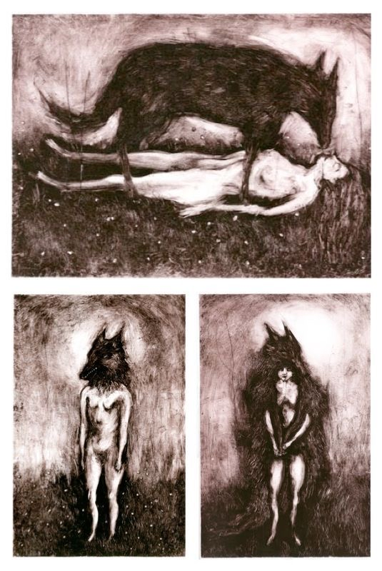 painting of wolf woman