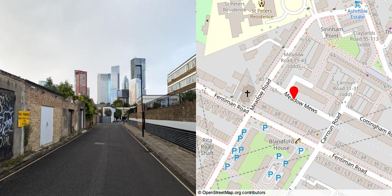 A picture and map of the mews