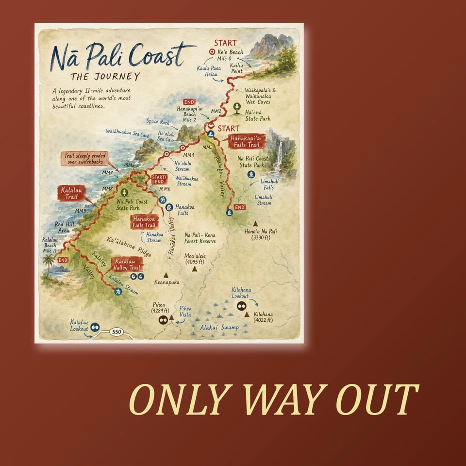 napali coast map and title