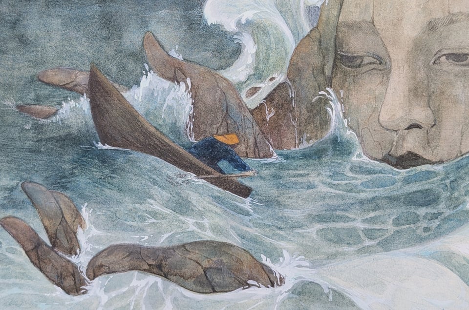 detail crop of the painting Ready for the Storm