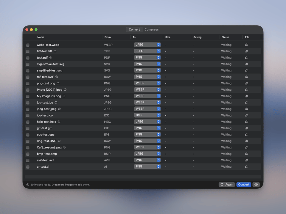 New main UI (convert/compress mode)