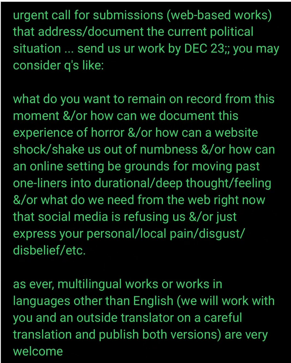 a screengrab of a social media post with green on black text