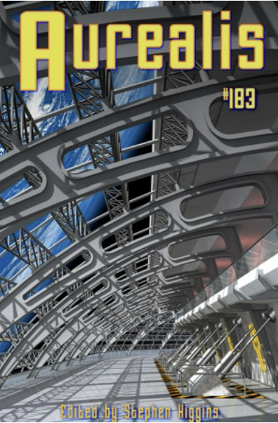 The cover of Issue #183 of Aurealis magazine features the inside of a space station.