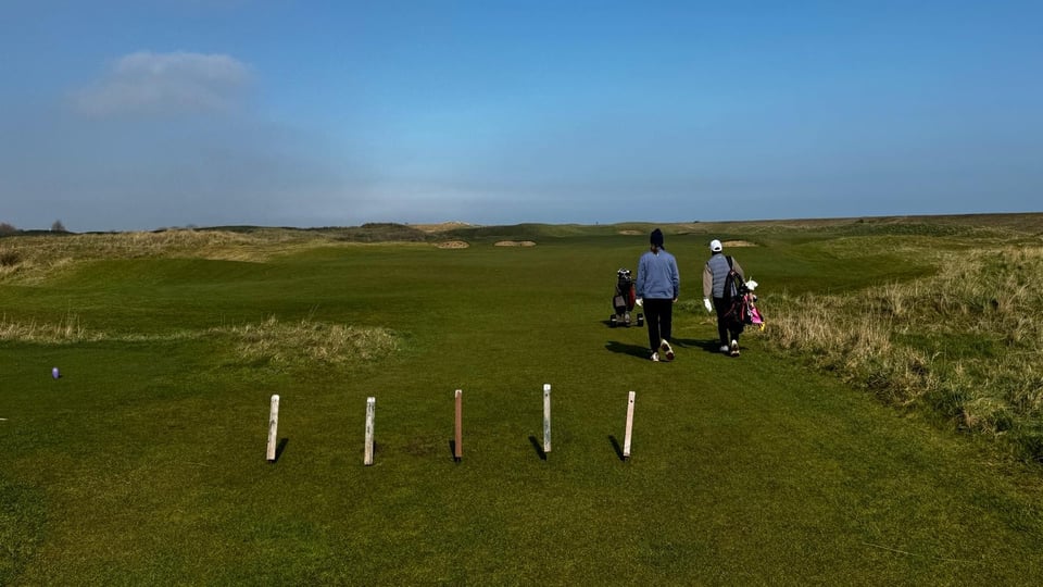 James and I walking down the fairway together at Deal
