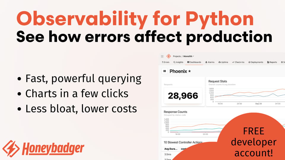 Simple APM dashboards for Python. Set up in just 5 minutes