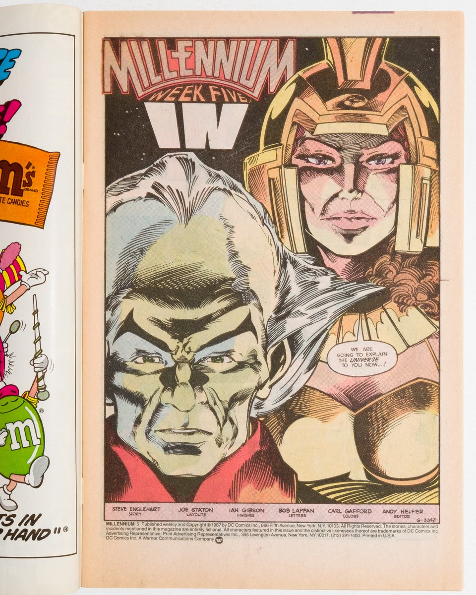 page 1 of Millennium issue 5. Two humanoid aliens breaking the fourth wall and staring at the reader