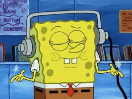 SPONGE BOB LISTENING TO MUSIC